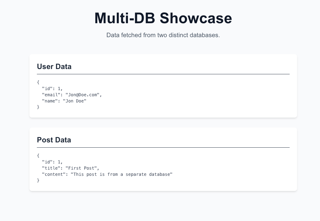 App displaying data by querying two separate database instances